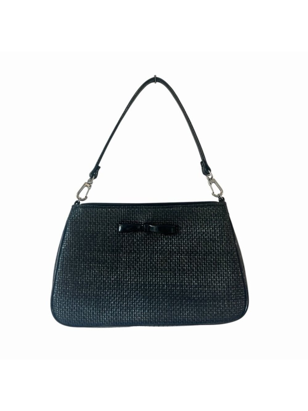 Lulu Guinness London Small Black Woven Shoulder Bag Vintage 00s